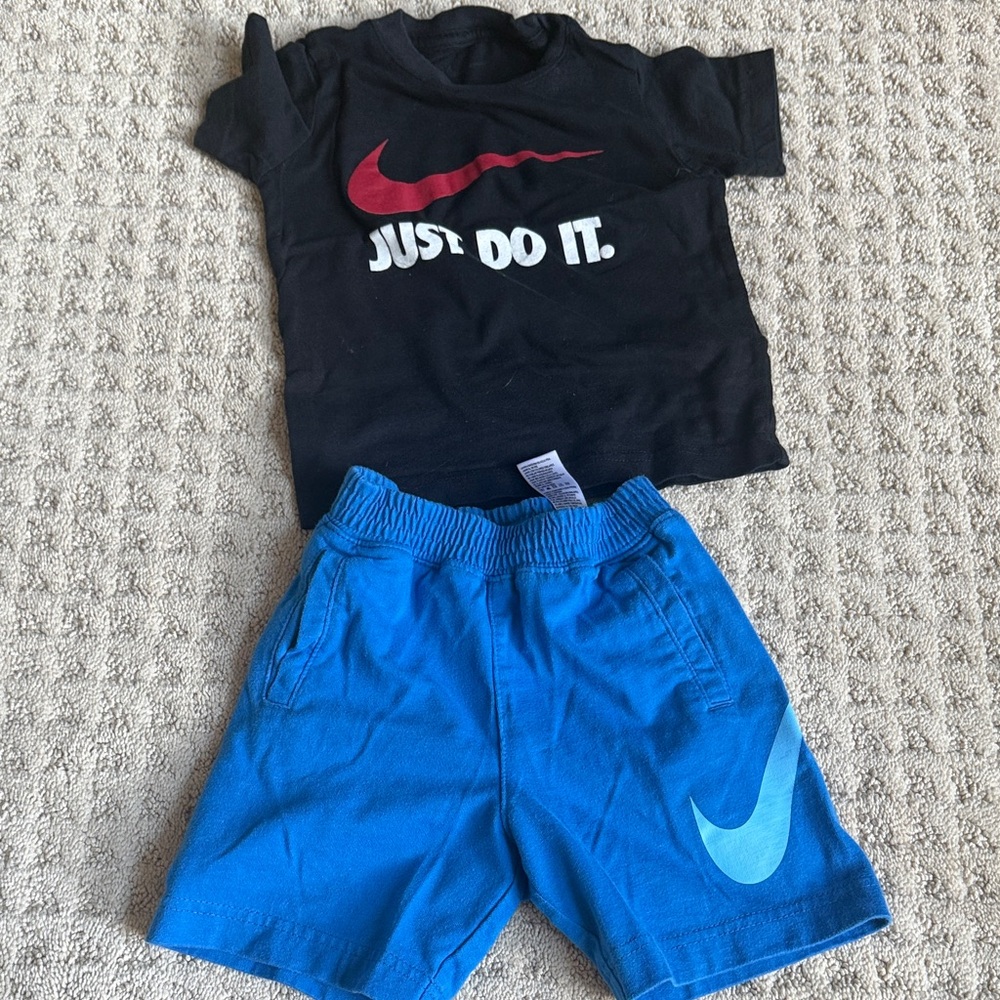 Nike Bright Blue Toddler Shorts & Black Shirt